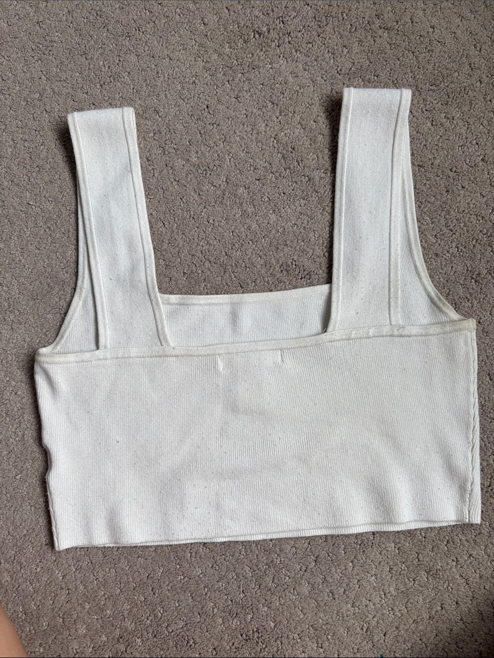 H&M Cream Square Neck Ribbed Crop Top - Picture 3 of 5